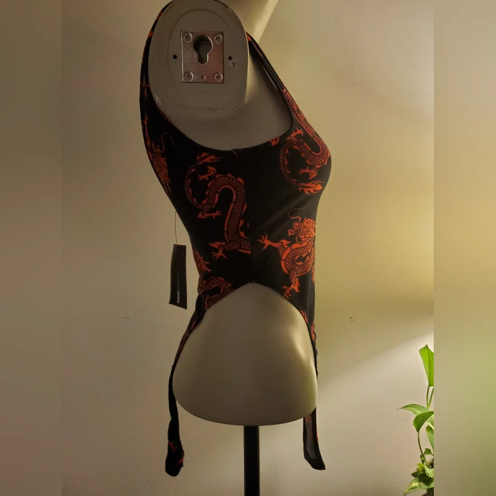 NWT Dragon Print High Waist Bodysuit Size Medium - Picture 5 of 7